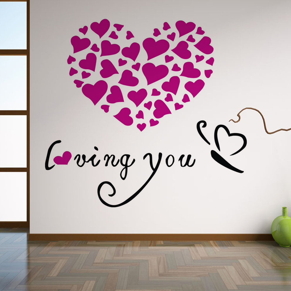 Romantic Living Room Bedroom Diy Wall Sticker Heart Shape
