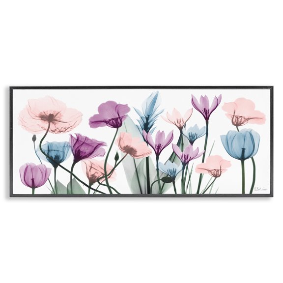 Stupell Industries Contemporary Modern Translucent Pastel Tulips Black Framed Giclee Art, 24 x 10, by Albert Koetsier