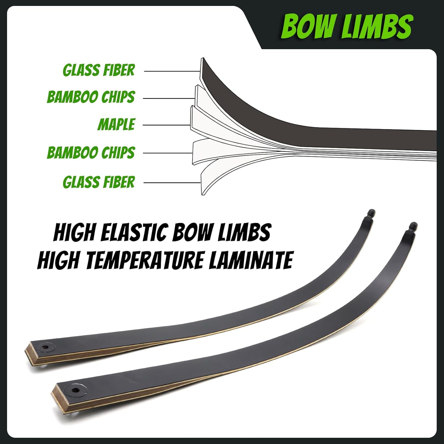 Black Hunter 60” Original Recurve Bow for Adults American Hunting