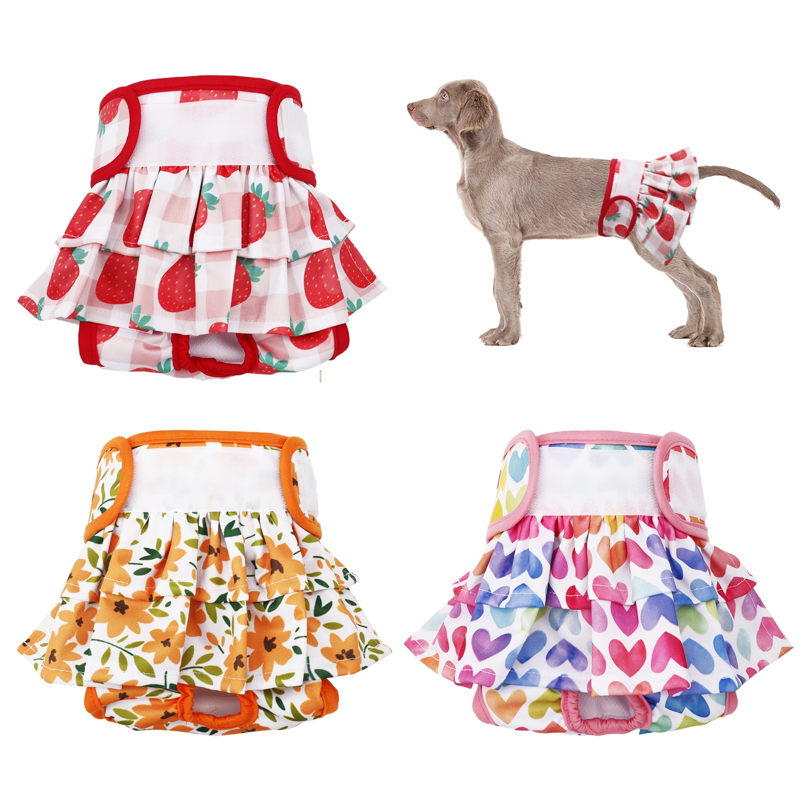 Rumbeast 3Pcs Washable Dog Diapers for Female Dogs, Reusable Easy to