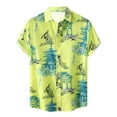 thumbnail image 2 of CALAFEBILA Hawaiian Shirts Men Casual Button Down Tropical Print Short Sleeve Holiday Beach Shirts Loose Fit Summer Mens Tops Clearance Under $5, 2 of 9
