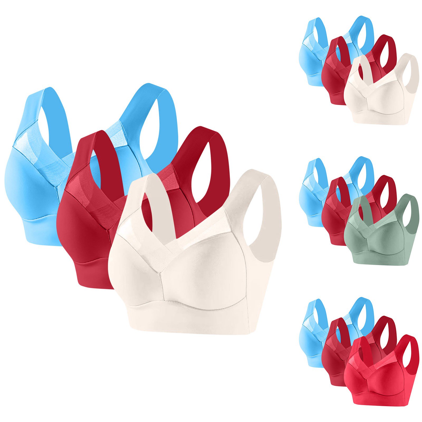 3 Pack Women's Wireless Nursing Bra Breastfeeding Bra No Underwire Maternity Yoga Bra Pullover Style Breathable Soft Support for Postpartum Daily Wear | TruBelle,Beige L