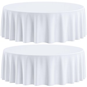 White Classic Round Tablecloths, 2 Pack, 70 In White