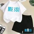 thumbnail image 3 of Nueva camiseta y pantalones cortos con estampado de Messi para niños y adolescentes, conjunto de 2 piezas, ropa de fútbol para niños y niñas, traje deportivo de moda de manga corta de verano, 3 of 5