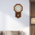 Seiko Traditional Analog Quartz Schoolhouse Wall Clock, Brown Oak