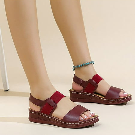

Vedolay Sandals for Women Casual Summer Platform Sandals for Women Backless Slip On Platform Slides Red 8