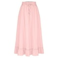 thumbnail image 4 of Clearance under 10$ Sevevn Womens Solid Color Elastic Waist Drawstring Pleated Mid Length Ruffle Skirt Summer Savings Pink XXL, 4 of 7