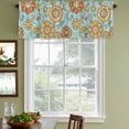 thumbnail image 3 of Turquoise Boho Floral Curtain Valances for Windows, Kitchen Valance Window Treatments Panel 2 Pack, Vintage Abstract Art Ethnic Flowers Rod Pocket Short Curtains for Bathroom Bedroom 42 x 12 Inch, 3 of 8