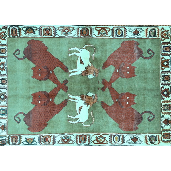 Ahgly Company Indoor Rectangle Persian Light Blue Traditional Area Rugs, 8' x 10'