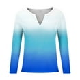thumbnail image 4 of Kaemgyyd Womens Tunic Tops Trendy Soft Gradient Long Sleeve Shirts V Neck Color Block Casual Loose Outfits, 4 of 4
