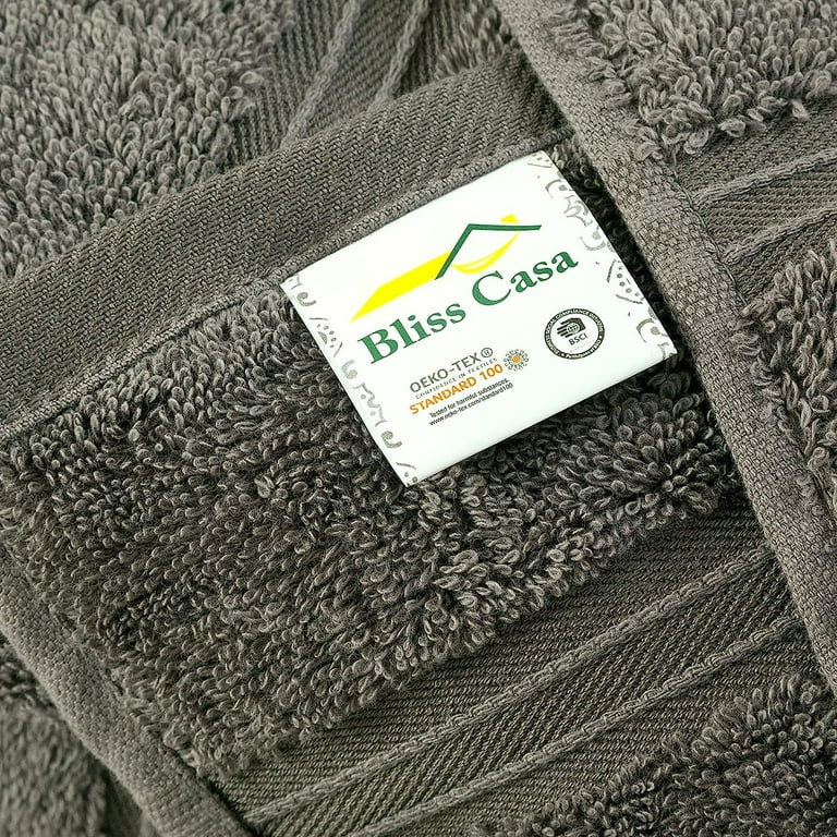 Bliss Casa Large Hand Towels 16 x 28 Inch (4 Pack) - 600 GSM 100% Cotton  Quick Drying Highly Absorbent Towels - Soft Hotel Quality for Bath, Gym and