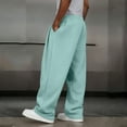 thumbnail image 5 of dazeni Men’s Baggy Sweatpants High Waisted Elastic Waist Drawstring Sweat Pants Comfy Wide Leg Casual Loose Joggers with Side Pockets Light Blue Large, 5 of 7