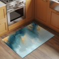 thumbnail image 2 of 2x3 Ft Entryway Area Rug, Turquoise Gold Kitchen Rug Runner Washable Floor Mat, Modern Abstract Teal Geometric Non Slip Indoor Door Mat Throw Carpet for Bathroom Living Room Bedroom, 2 of 8