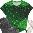 thumbnail image 4 of Xdegoge St Patrick's Day Tops Women Leprechaun Hat Clover Allover Print T-Shirt Short Sleeve Crewneck Tee Funny Irish Festival Shirt Summer Casual Holiday, 4 of 6