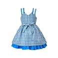thumbnail image 2 of Girls Dress Vintage Blue Plaid Stripe Layered Lace Ruffle Sleeveless 6 Years, 2 of 6