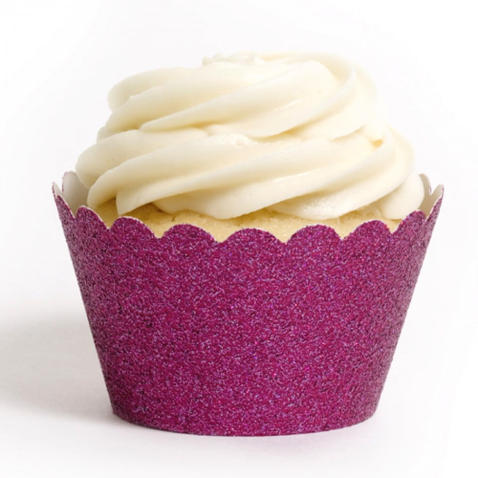 Dress My Cupcake Fuchsia Glitter Mini Cupcake Wrappers, Set of 18