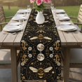 thumbnail image 4 of Brown Bee Table Runner 90 Inches, Vintage Moon Star Mushroom Floral Plants Bed Runner Dresser Scarves Tabletop for Indoor Outdoor Parties/Ceremony/Banquet, 13" x 90", 4 of 9