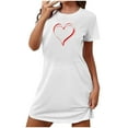 thumbnail image 3 of Fartey Women's Short Nightgown Cute Heart Graphic Sleepshirts Soft Comfy Short Sleeve Crew Neck Nightdress Casual Daily Loungewear White S, 3 of 4