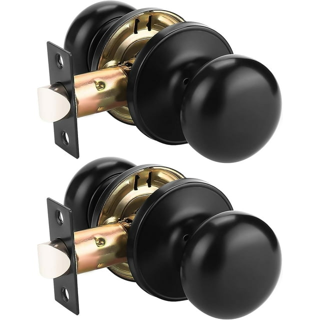 Bouton de Porte Mat Fonction de Passage Bouton de Porte de Passage pour Hall et Garde-Robe Serrures de Porte Verrouillables Bouton Rond à Bille Style Colonial Poignée de Porte Bouton Ouverture Gauche et Droite