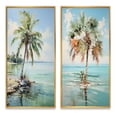 thumbnail image 2 of Designart "Minimalism Plam Tree silence II" Palms & Palm Trees Framed Wall Art Set Of 2 - Green Floral Frame Gallery Set For Office Decor, 2 of 6