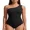 Black, variant on Asoul Womens Ribbed One Piece Swimsuit One Shoulder Scalloped Bathing Suits for Womens Tummy Control Monokini Swimwear