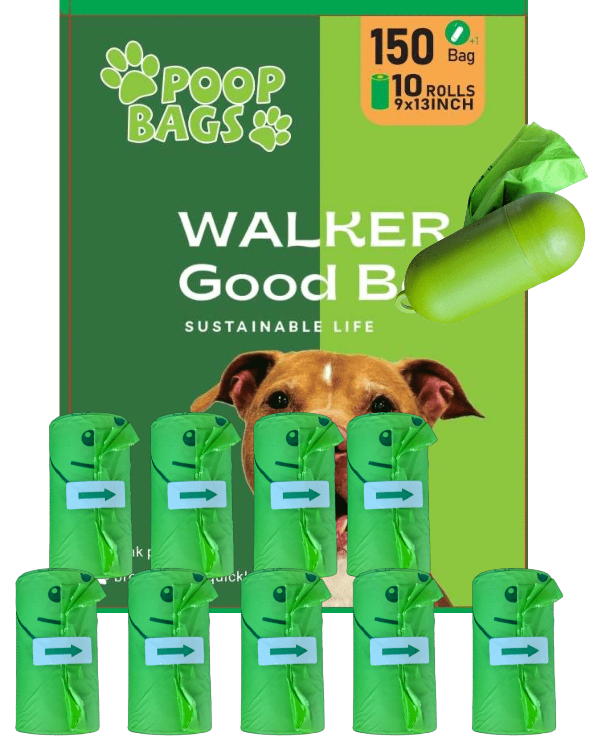 Eco-Friendly Corn Starch Lightly Scented Poop Bags for Dogs - Leak Proof, Compostable Environmentally Friendly Biodegradable Poop Bags for Dogs - Includes Dog Bag Dispenser - 150 Count Box Doggy Bags