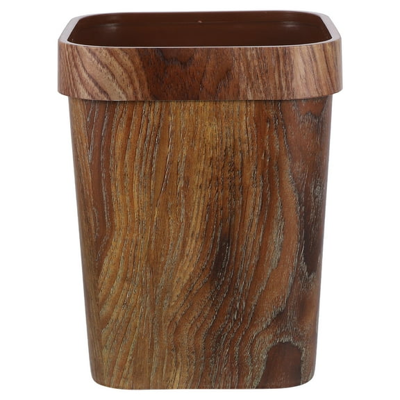 Raindrops Rustic Farmhouse Trash Bin with Wooden Pattern, Vintage Plastic Garbage Can for Bathroom, Bedroom, Office, Outdoor Use