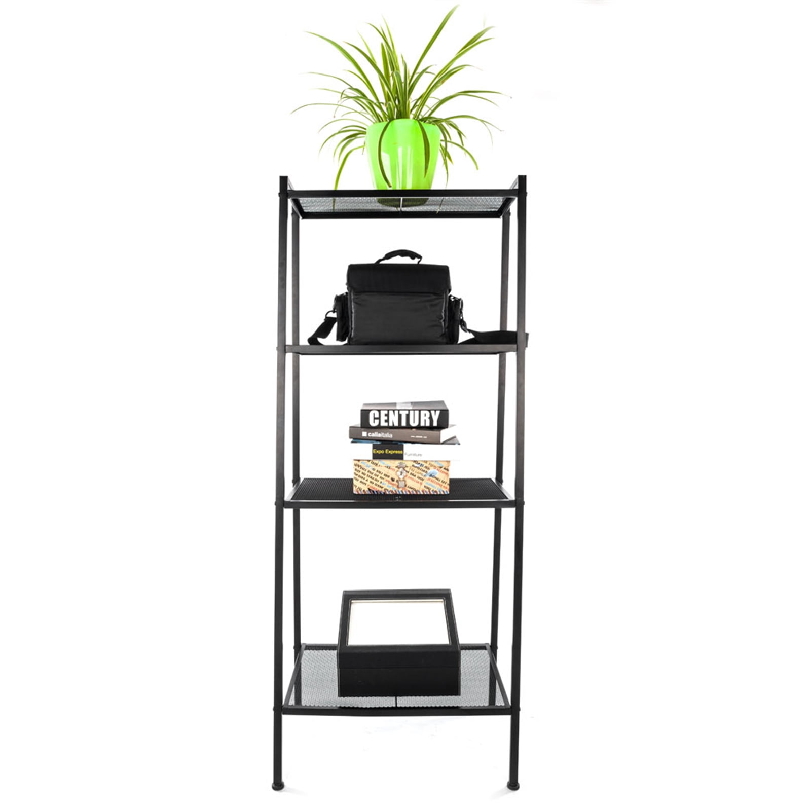 Private Jungle 4-Tier Multipurpose Iron Widen Ladder Bookshelf Plant Storage Organizer Rack, Shelf Display Rack for Home or Office Use (Black) Private Jungle 4-Tier Multipurpose Iron Widen Ladder Bookshelf Plant Storage Organizer Rack, Shelf Display Rack for Home or Office Use (Black)