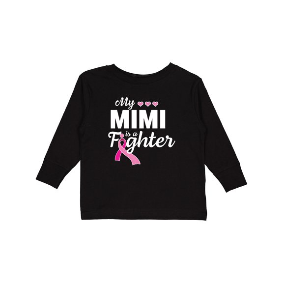 Inktastic Breast Cancer Awareness My Mimi is a Fighter Boys or Girls Long Sleeve Toddler T-Shirt