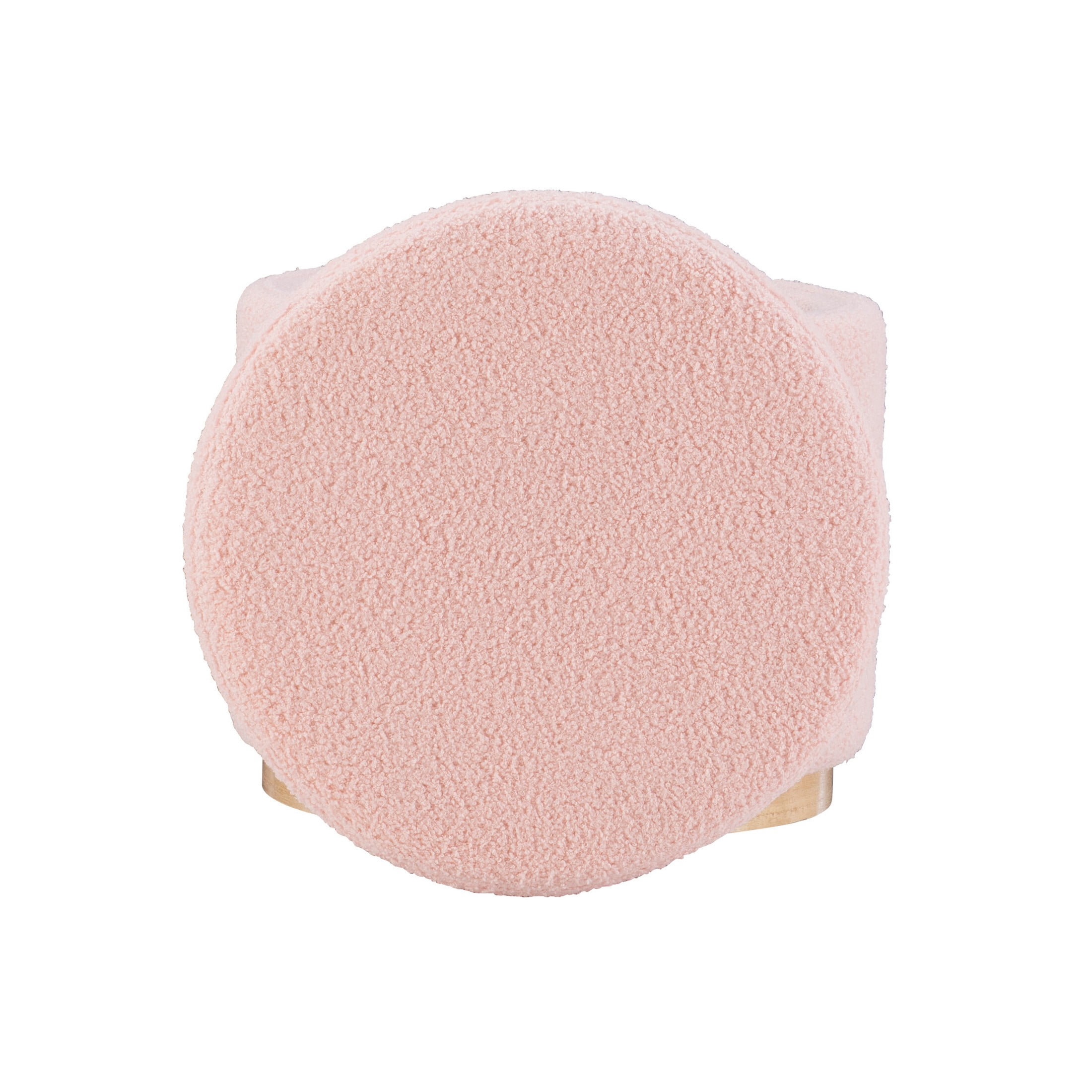 Linon Primrose Storage Ottoman Stool, Natural Finish with Blush Sherpa Fabric