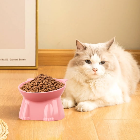onlyliua Large Capacity Ceramic Cat Food Bowl With Ergonomic Neck-Protecting Tilt Anti-Tip Design Cute Drinking Dish For Cats And Small Dogs Dishwasher-Safe Durable Pet Feeding Bowl