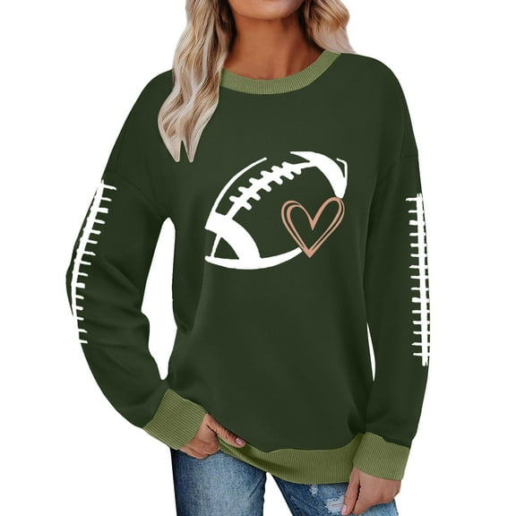 ZJXFGS Ladies Football Sweatshirtsfootball Pullover Womenfootball Crewneck Womenfootball Mom Sweatshirts for Women Green L
