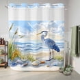 thumbnail image 6 of No Hook Shower Curtain, Coastal Birds Shower Curtains for Bathroom with See Through Top Window, Blue Sky Heron Seabird Tropical Beach Waterproof & Washable Bath Curtain 66"x72", 6 of 9