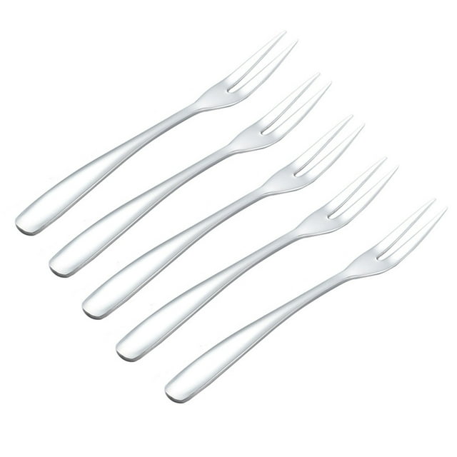 5 pcs Delicate Useful Stainless Steel Fruit Fork Cake Fork Exquisite Fork for Children Use (Thicken Fork)