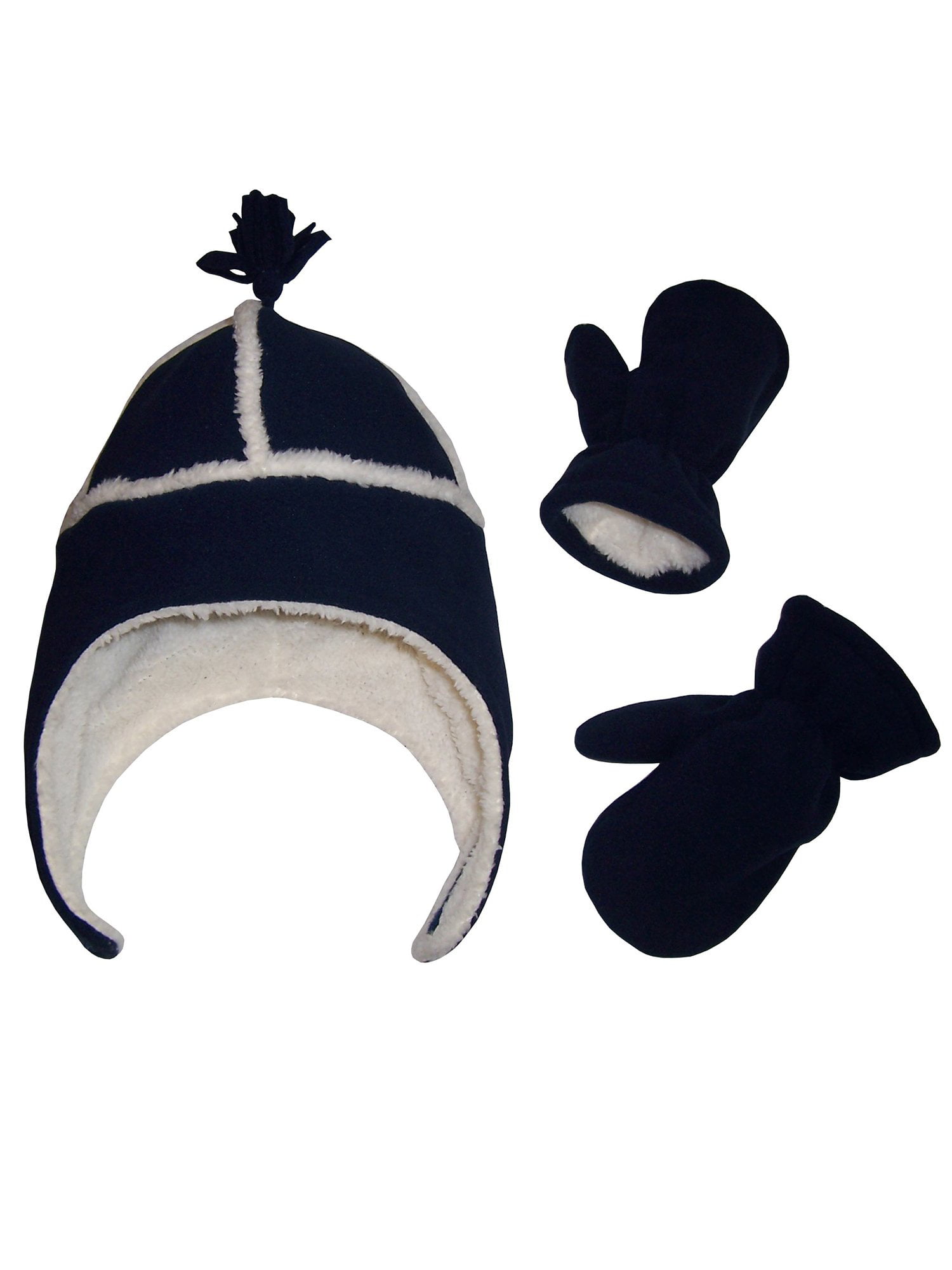 NICE CAPS Girls Sherpa Lined Micro Fleece Pilot Hat & Mitten Winter Snow