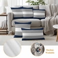 thumbnail image 6 of Navy Blue Grey Stripe Outdoor Waterproof Pillow Covers, Modern Art Horizontal Striped Decorative Square Throw Pillowcase Sofa Cushion Sham for Patio/Couch/Chair, 18"x18" 2 Pack, 6 of 8