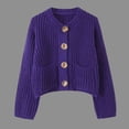 thumbnail image 3 of TGSLY Fall Button Down Sweater for Women Warm Soft Crew Neck Long Sleeve Chunky Knit Cropped Cardigan Loose Casual Solid Color Coat with Pockets L, 3 of 8