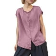 thumbnail image 2 of Gamivast Linen Button Down Shirt Women Sleeveless Trendy Ruffled Neck Going out Tops Relaxed Fitted Dressy Tops Dressy Office Casual Summer outfits, 2 of 6