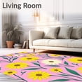 thumbnail image 2 of ODIKA 2'x3' Machine Washable Non-Slip Area Rug, Prairie Wildflower Symphony with Dancing Petal Arrangements High Traffic Rug with Pad, Pink, 527872, 2 of 8