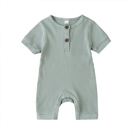 

Summer Savings Clearance 2023! PEZHADA Girls Romper Toddler Kids Baby Girls Boys One-piece Short-sleeved Fashion Solid Color Romper Green 12-18 Months