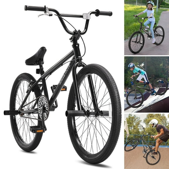 VEVOR BMX Bike, 24-Inch Wheel Freestyle Bike, BMX Race Bike with 4 Pegs, Beginner-Level BMX to Advanced Riders, BMX Bicycles for Teen Adult Men Women, Durable Hi-Ten Steel Frame, Easy to Assemble