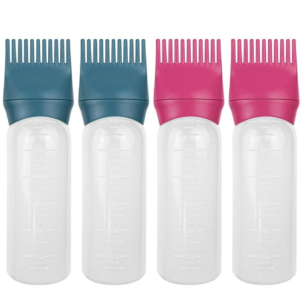 ELANE 4 botellas aplicadoras de peine de raíz de 6 onzas, botella aplicadora de aceite para el cabello, aplicador de peine de aceite para el cabello, aplicador de botella para tinte para el cabello, c