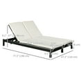 thumbnail image 3 of Outsunny Wicker Double Chaise Lounger Chair Outdoor Recliner 2 Person Rattan Patio Furniture - Set of 2, Cream White, 3 of 10