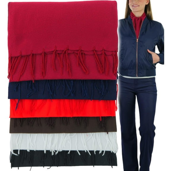 ToBeInStyle Unisex Pack of 6 Long Fringe Winter Scarves - Assorted