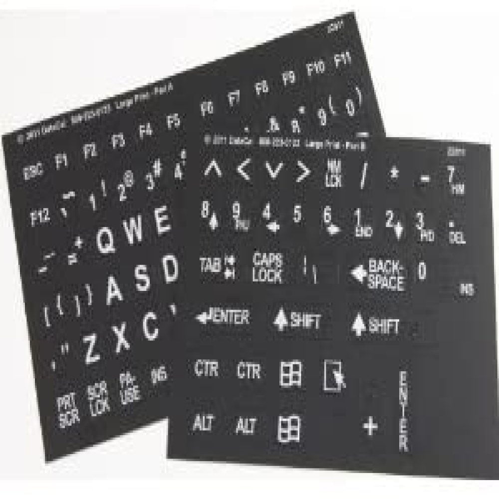 Large Print English Keyboard Stickers w/ Black Letters 