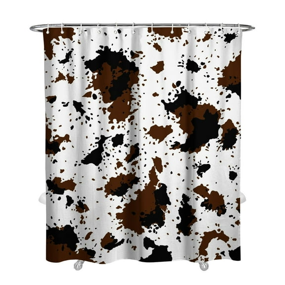 Cow Print Shower Curtain, Waterproof Fabric Bathroom Curtain with Plastic Hooks, Machine Washable Country Farmhouse Black and White Cow Pattern, Rustic Vintage Animal Art Decor