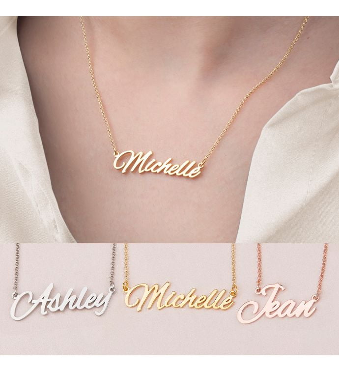 Anavia Personalized Sterling Silver Name Necklace - Dainty Name Necklace - Custom Name Gift - Personalized Nameplate Jewelry - Bridesmaid Gift for Her
