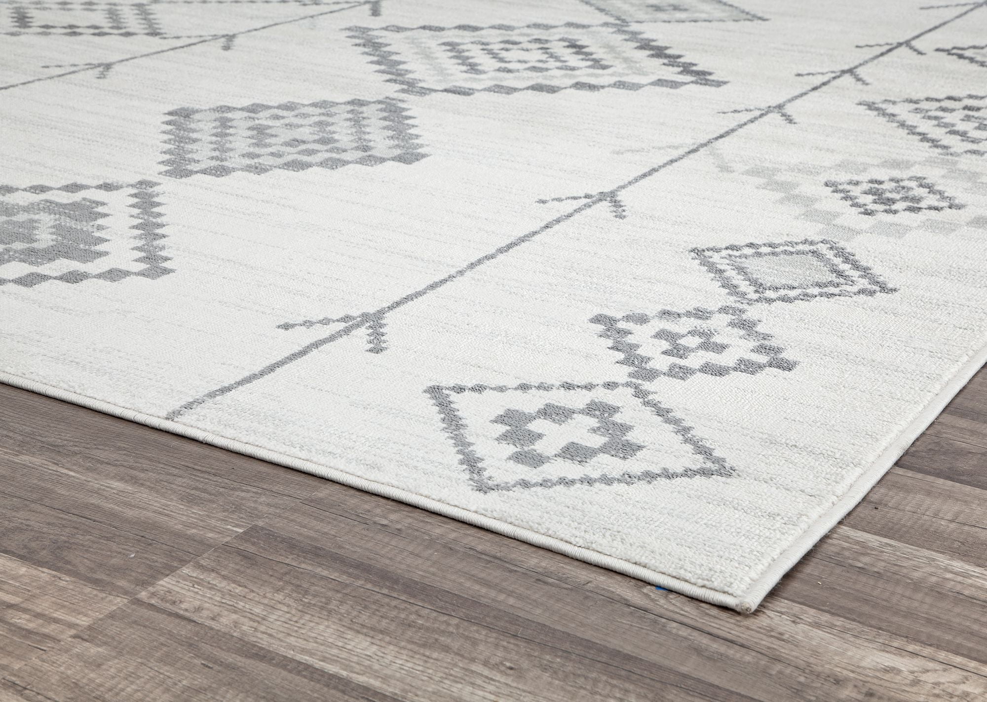 Soleil BR15L Native White Tribal Moroccan Light Gray Area Rug, 8'9"x12'