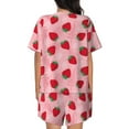 thumbnail image 3 of Bixox Women's Strawberry Printed Pajama Set 2 Piece Lounge Set Top and Shorts Soft Pajamas, Shorts with Pockets, 3 of 7