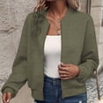 thumbnail image 6 of Women Lightweight Long Sleeve Zip Up Jacket Casual Loose Bomber Quilted Hoodie Outwear Coat Fall 2025 Full Sweatshirt, 6 of 7